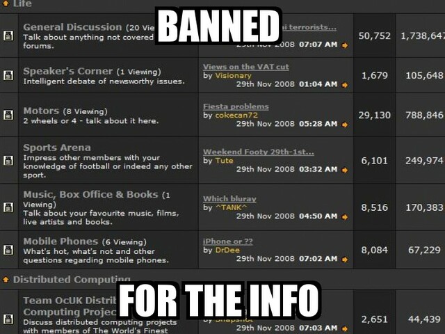 banned for the info